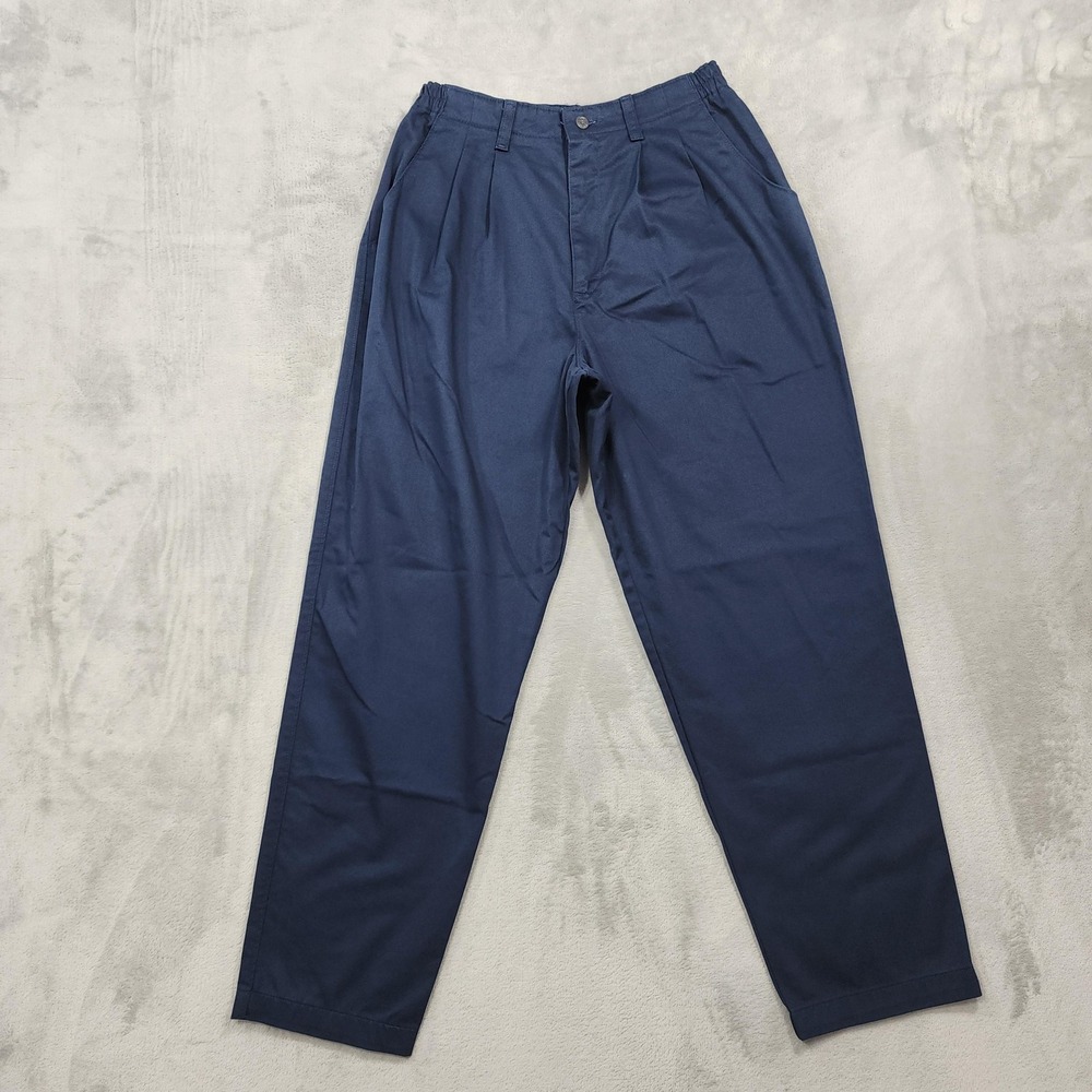 Vintage Lee Pants Womens 12P PETITE Blue Twill Pleated Tapered Chino Relaxed